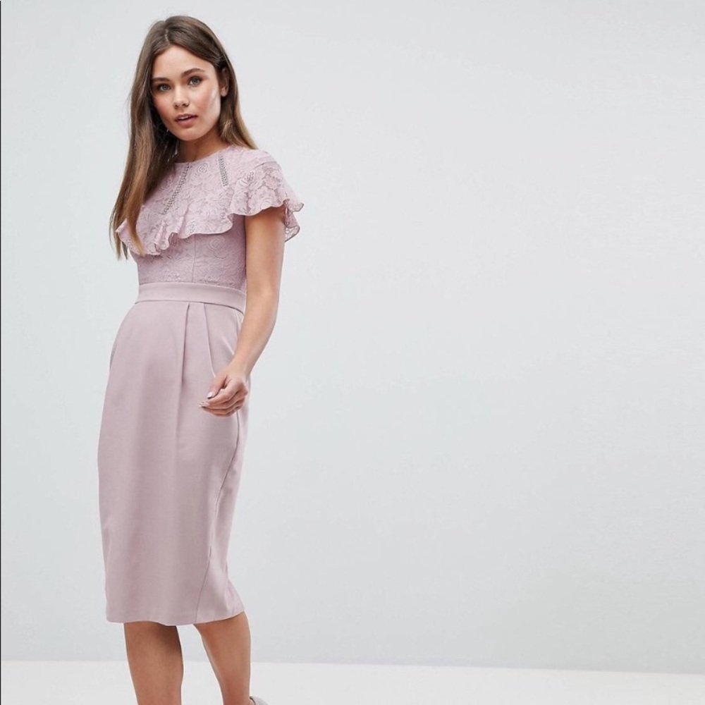 ASOS Lace Insert Pencil Midi Dress